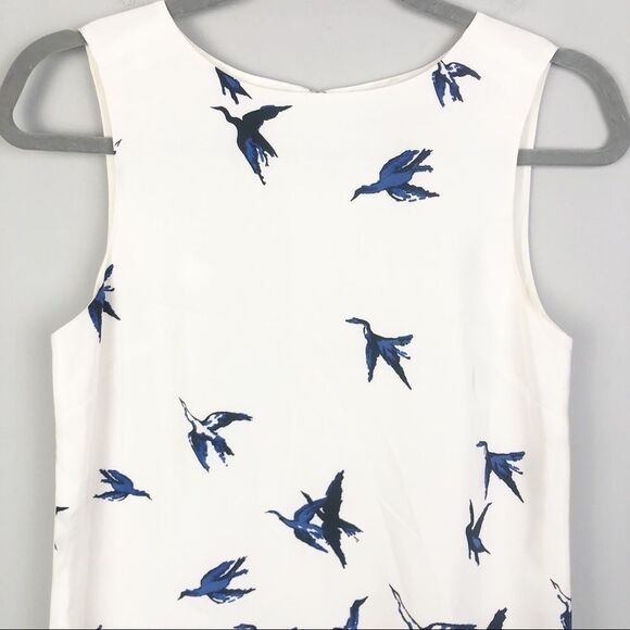 TIBI | Silk Bird Print Sleeveless Shift Dress Sz 0 - Picture 3 of 10